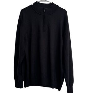 Alfani Men’s Pullover Sweater 1/4 Zip Black Size XXL Merino Wool Knit